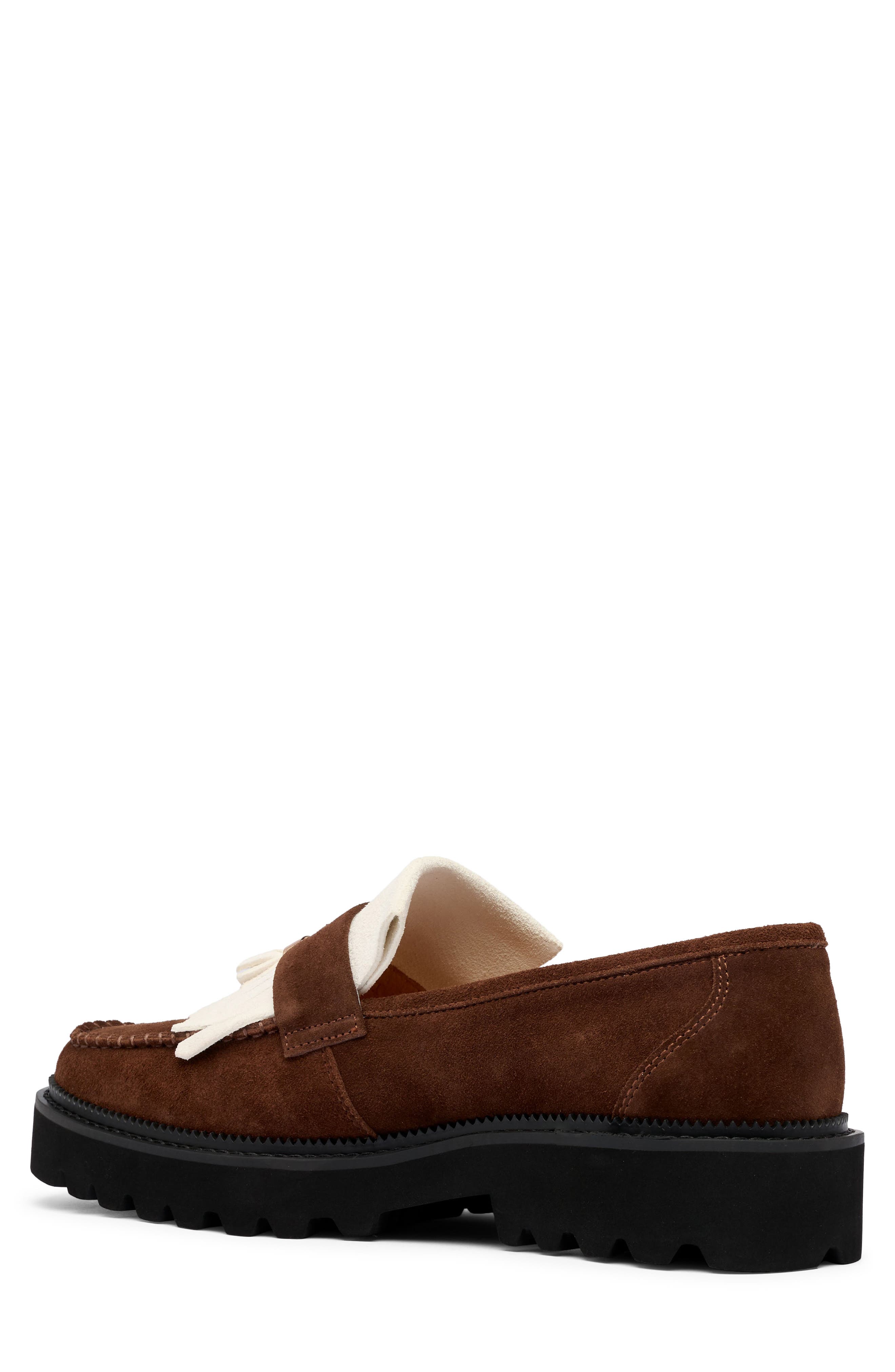 Journey Leather Tassel Loafer, Alternate, color, BROWN/ WHITE