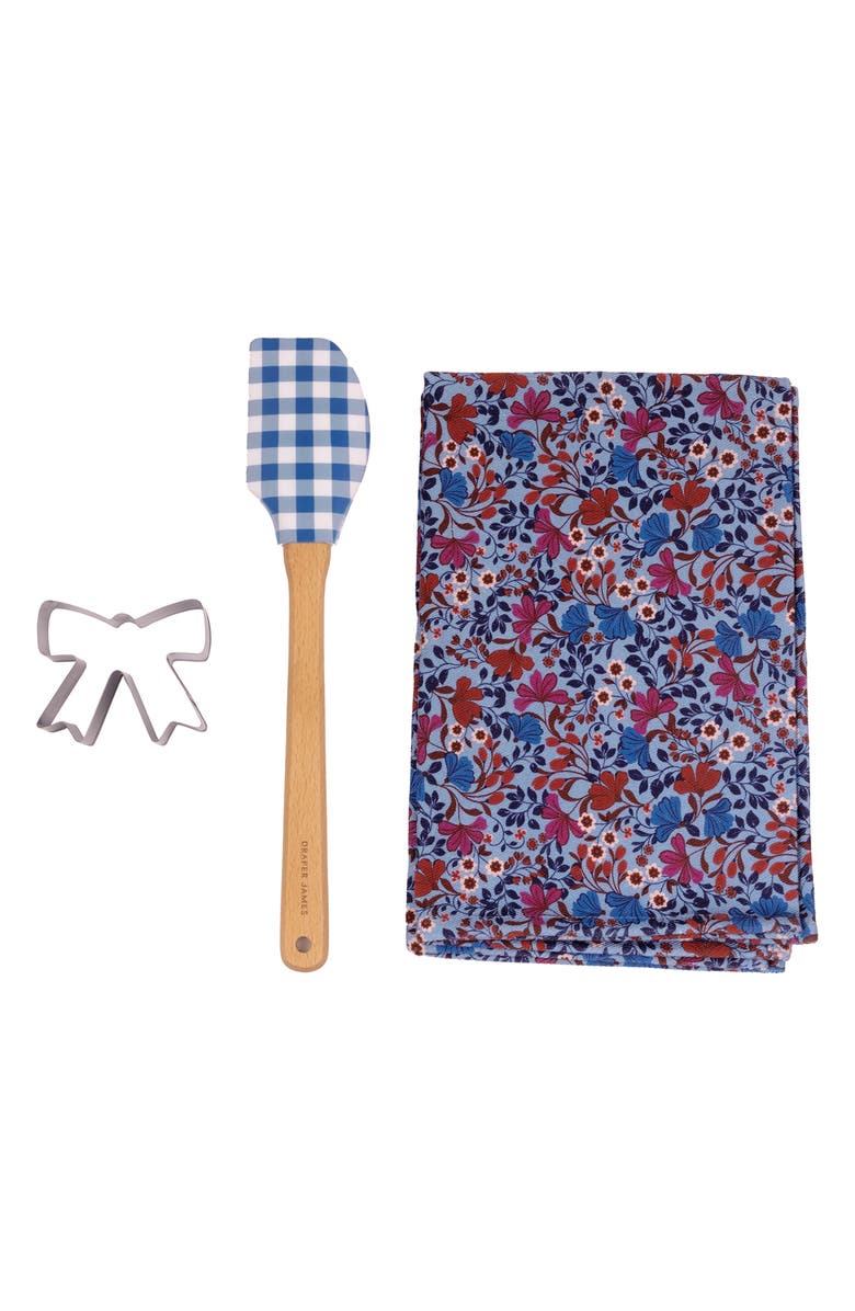 Draper James Teal Towel, Spatula & Cookie Cutter Gift Set, Main, color, Multi
