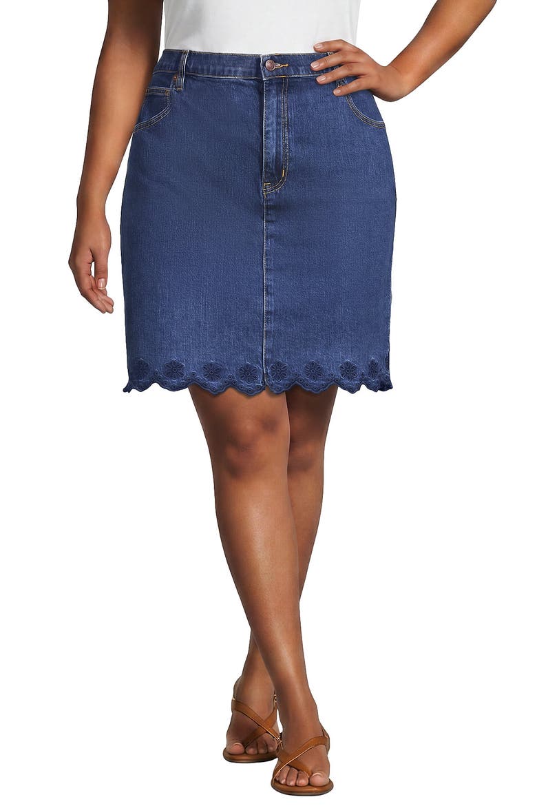 Soft Denim Classic 5 Pocket Above the Knee Skirt, Main, color, Crawford Wash