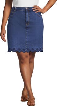 Lands' End Soft Denim Classic 5 Pocket Above the Knee Skirt