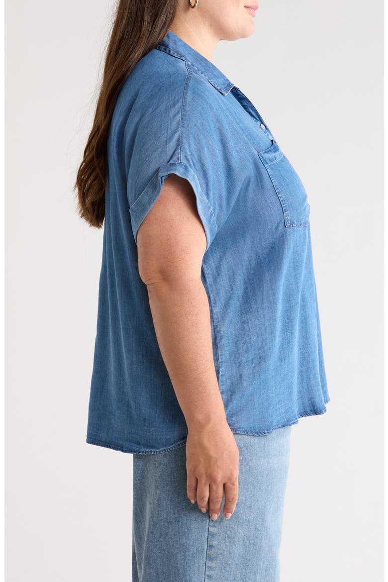 Ida Button Front Lyocell Shirt, Alternate, color, MEDIUM WASH