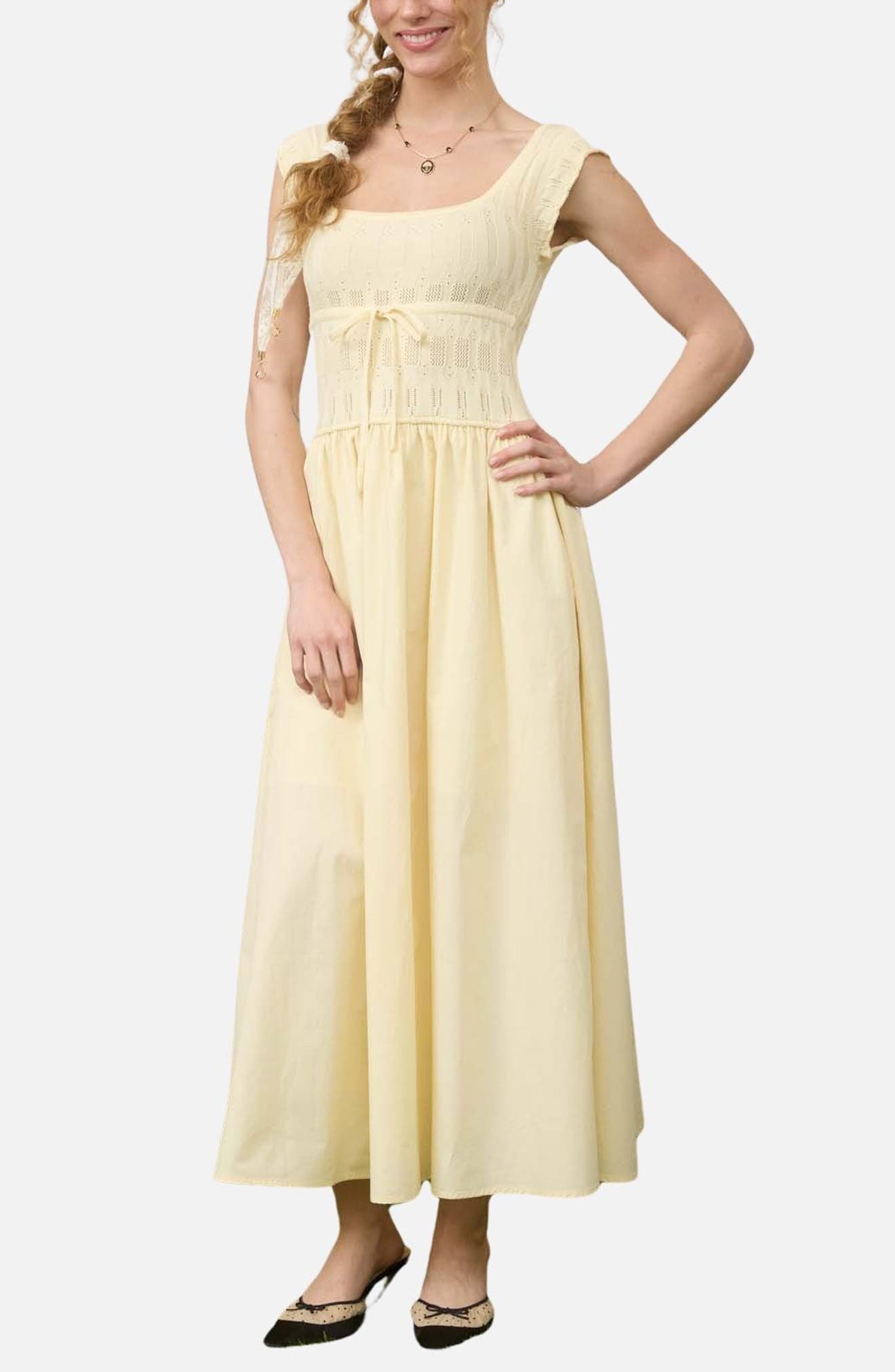 Blu Pepper Cap Sleeve Midi Dress