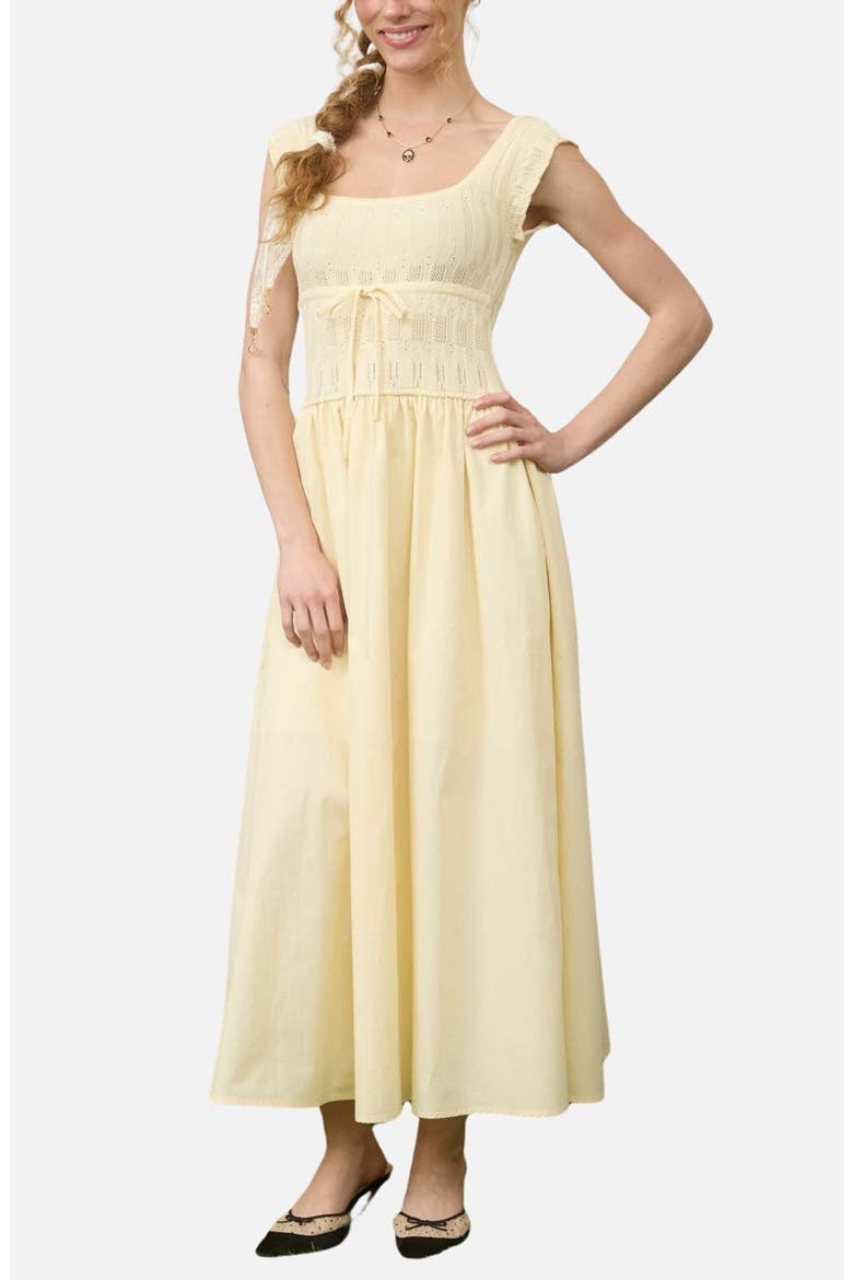 Cap Sleeve Midi Dress, Main, color, BUTTER YELLOW