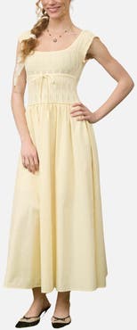 Blu Pepper Cap Sleeve Midi Dress