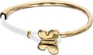 UNODE50 Leather Bracelet with Gold-Tone Butterfly