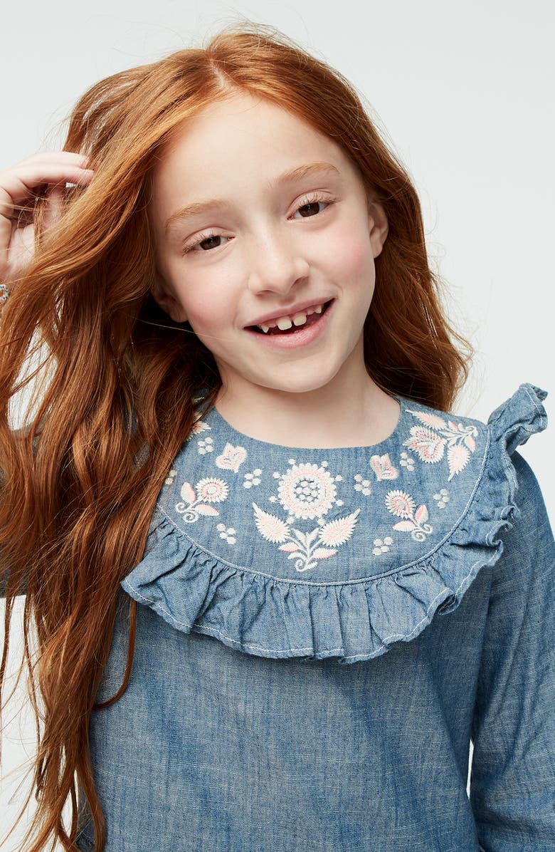 crewcuts by J.Crew Embroidered Chambray Dress | Nordstrom crewcuts by J.Crew Embroidered Chambray Dress | Nordstrom