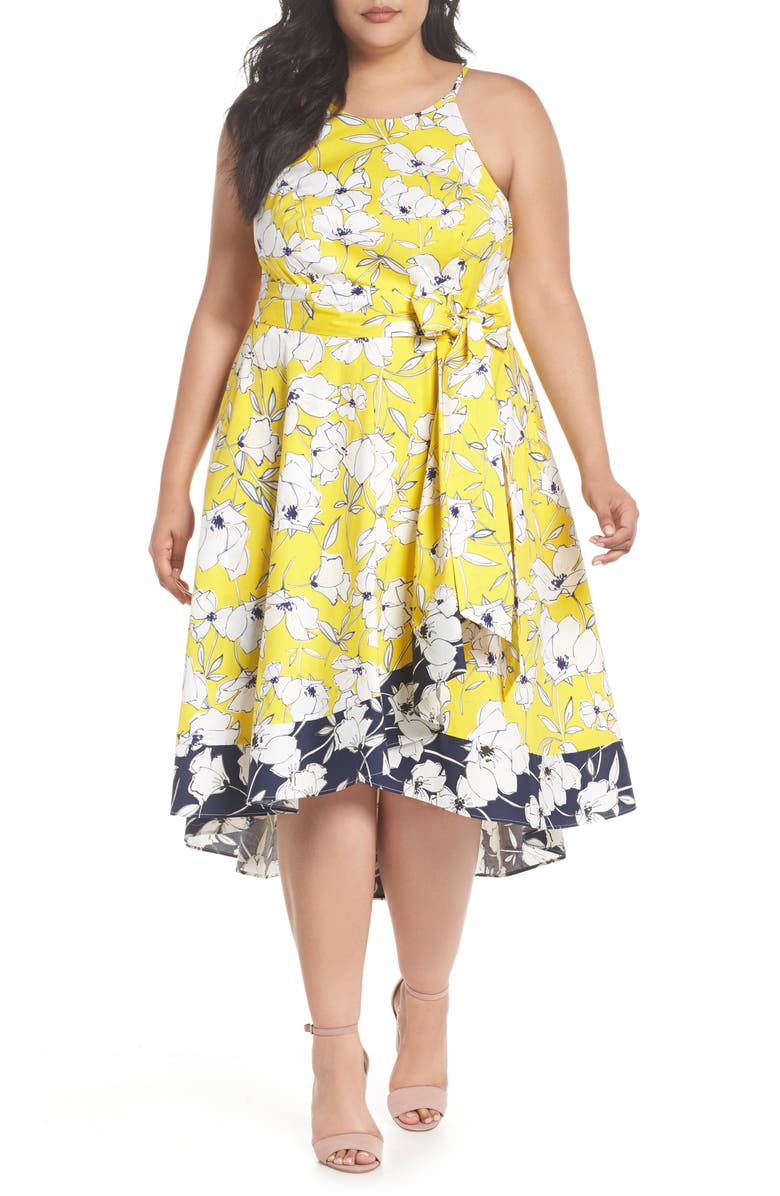 Eliza J Floral Fit & Flare Dress, Main, color, 