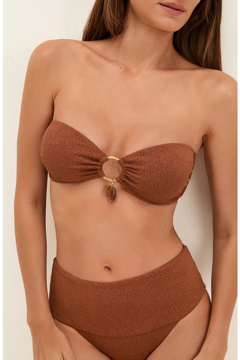 Firenze Olivia Bandeau Bikini Top, Alternate, color, BROWN