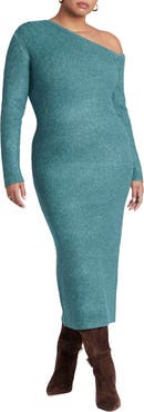 ELOQUII Off Shoulder Sweater Dress