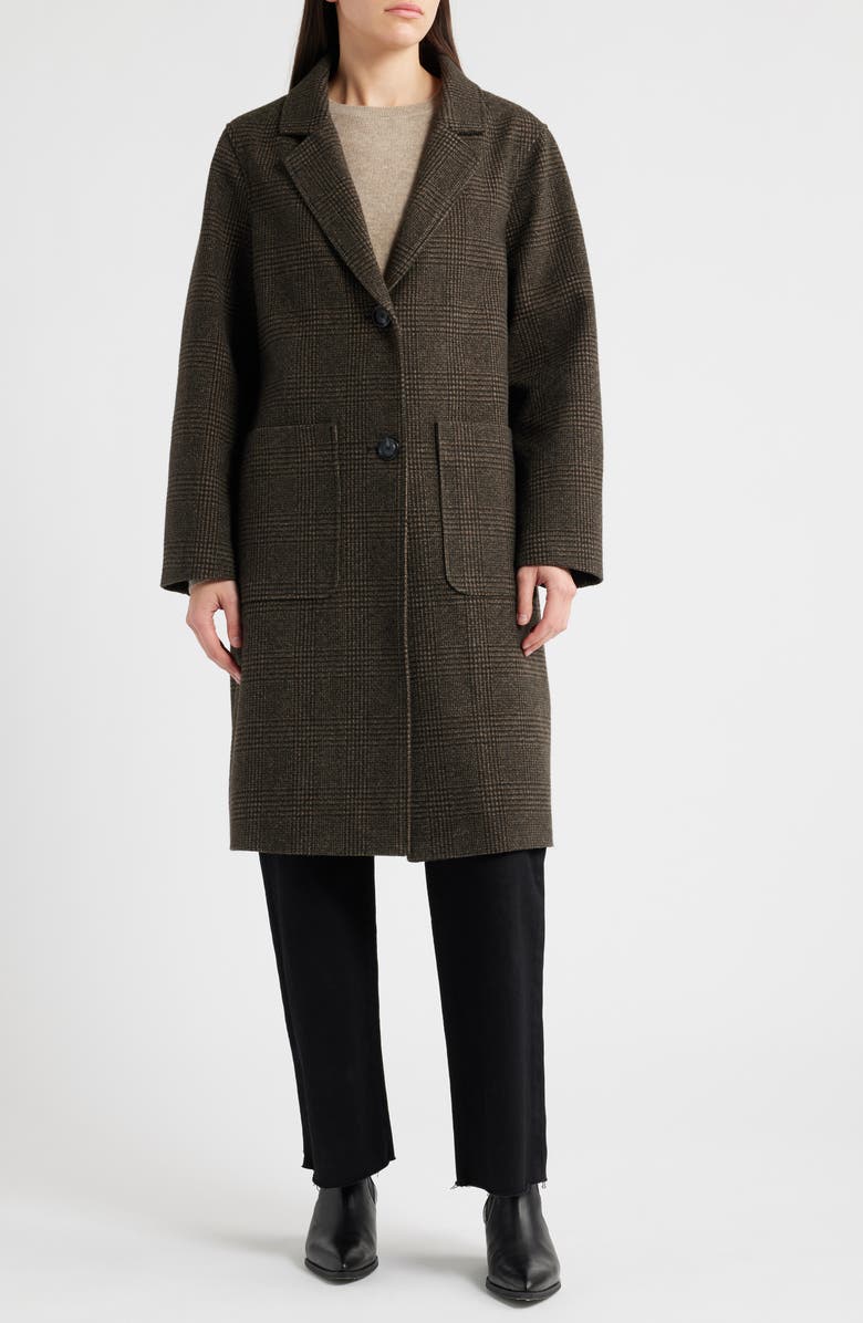 Longline Coat with Inset Faux Shearling Bib