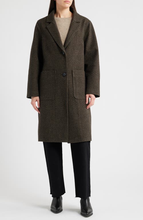 Sam Edelman Longline Coat With Inset Faux Shearling Bib In Brown