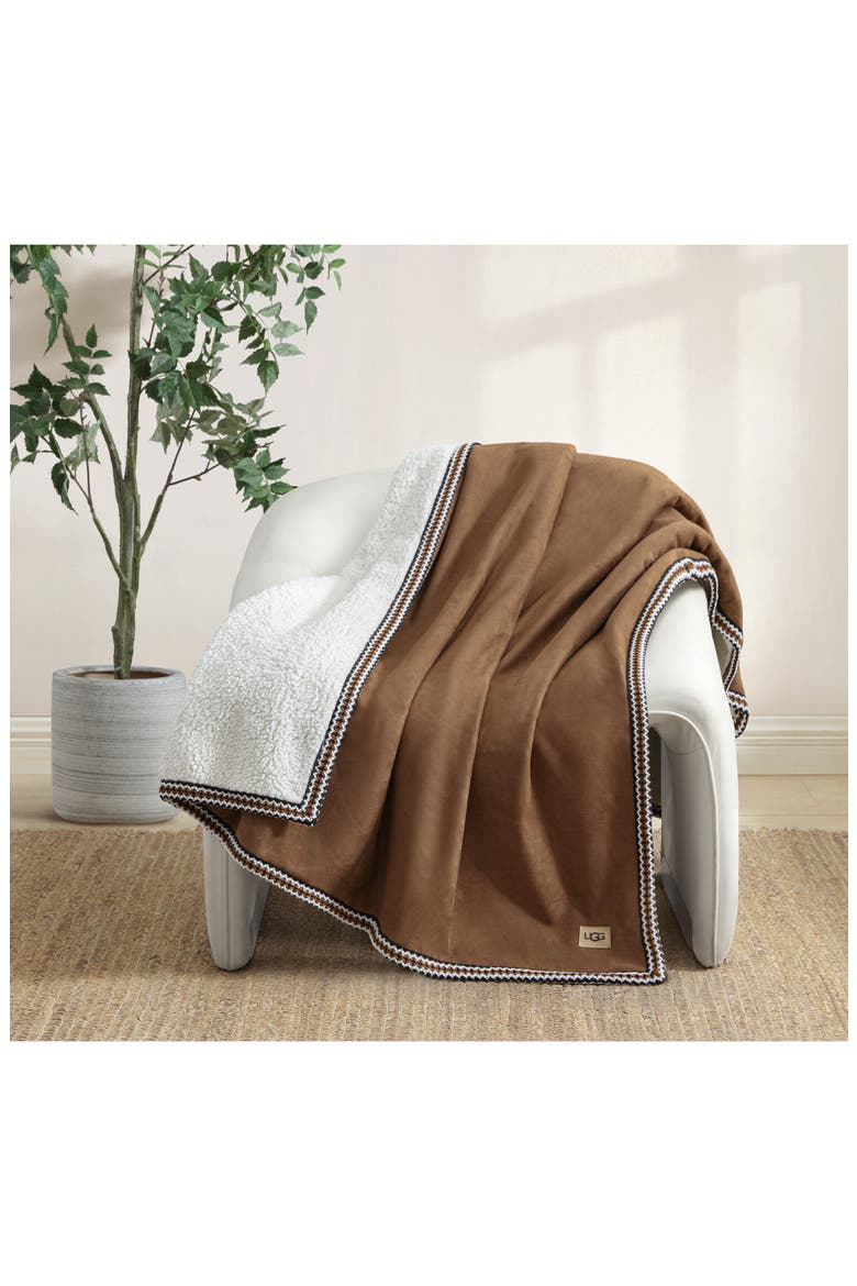 Kirkwood Braid Trim Throw Blanket, Alternate, color, CHESTNUT