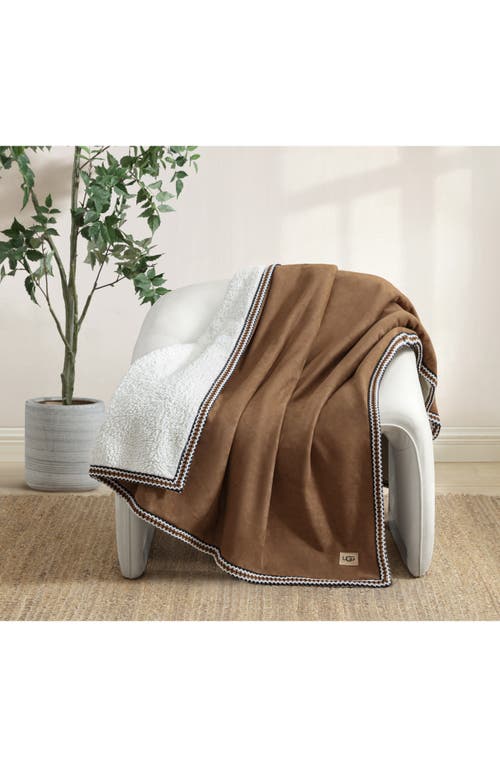 Ugg(r) Kirkwood Braid Trim Throw Blanket In Brown