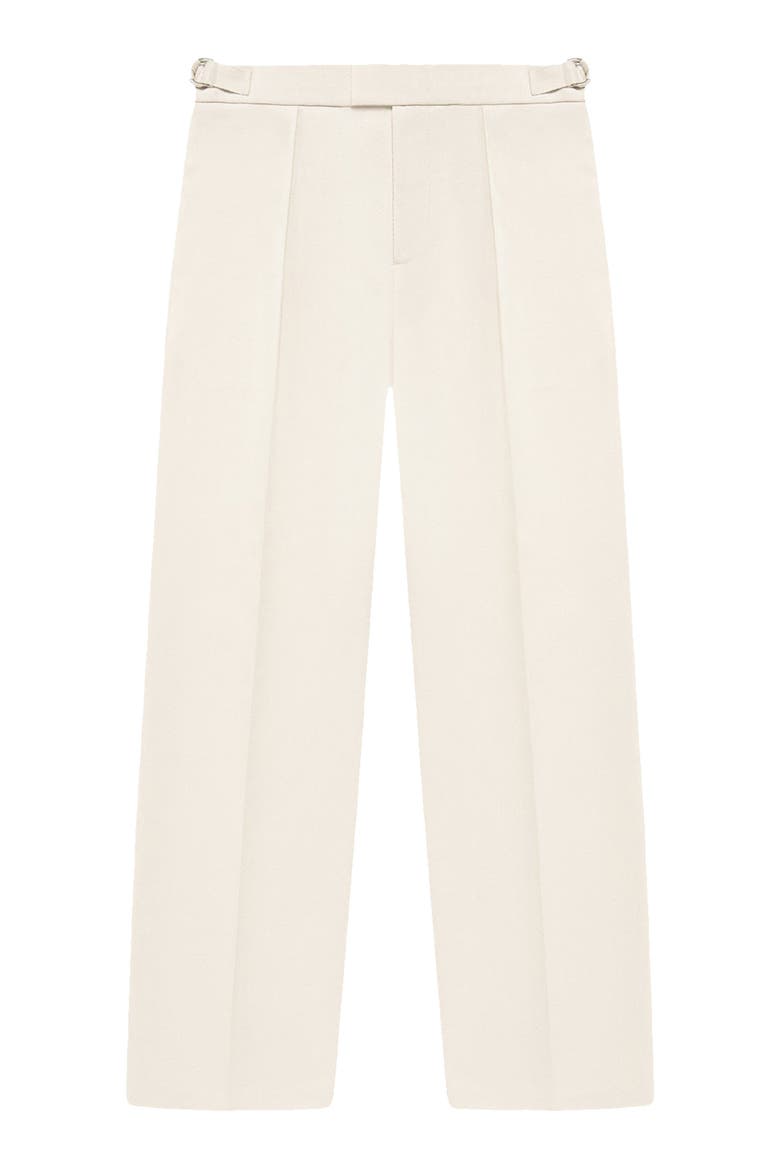 Dorian Relaxed Fit Twill Pleated Tailored Trousers, Alternate, color, Cream