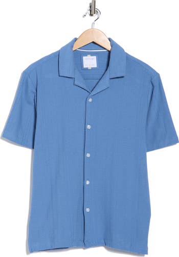 Textured Short Sleeve Button-Up Shirt