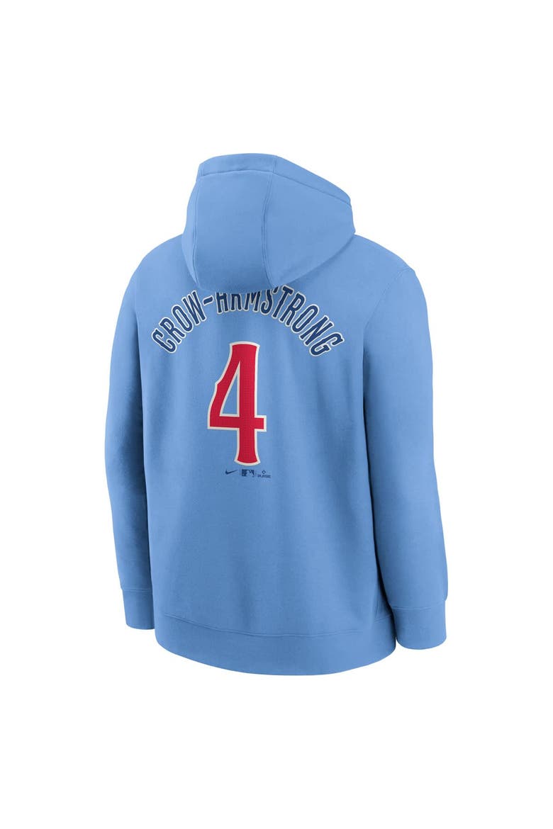 Men's Nike Pete Crow-Armstrong Light Blue Chicago Cubs Player Name & Number Club Fleece Pullover Hoodie, Alternate, color, Light Blue