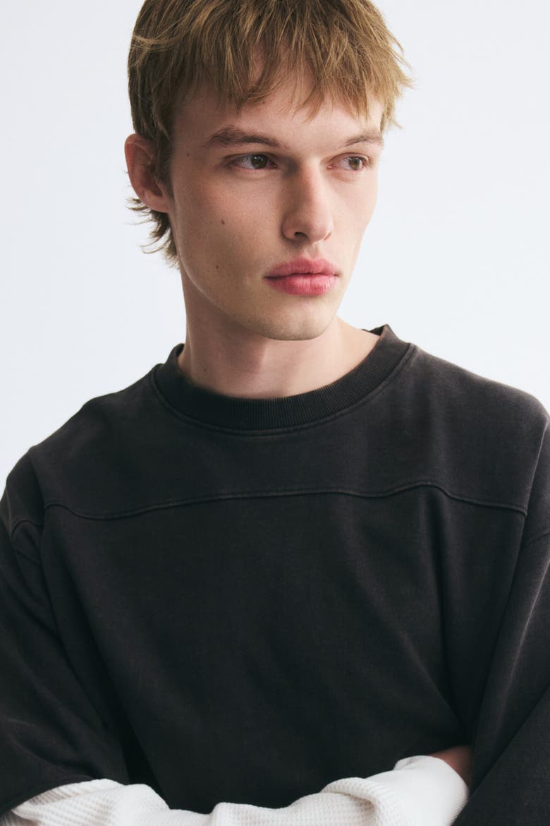 Oversized-Fit Layered Long-Sleeved T-Shirt, Alternate, color, Washed black