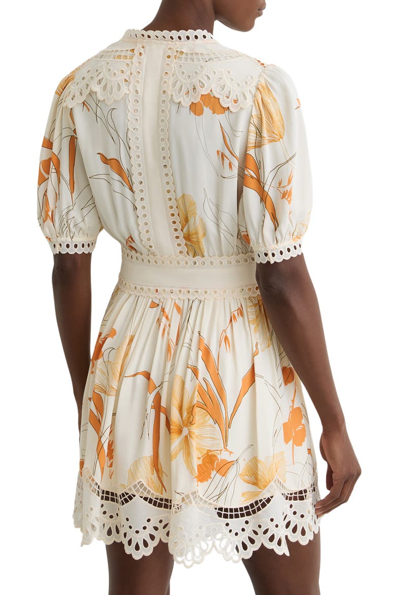 Lacey Print Eyelet Minidress, Alternate, color, IVORY/ PINK