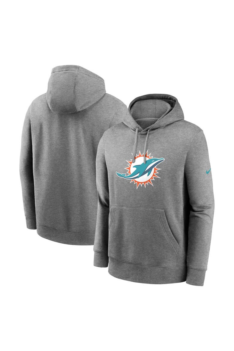 Men's Nike Heather Gray Miami Dolphins Club Logo Pullover Hoodie, Alternate, color, Heather Gray