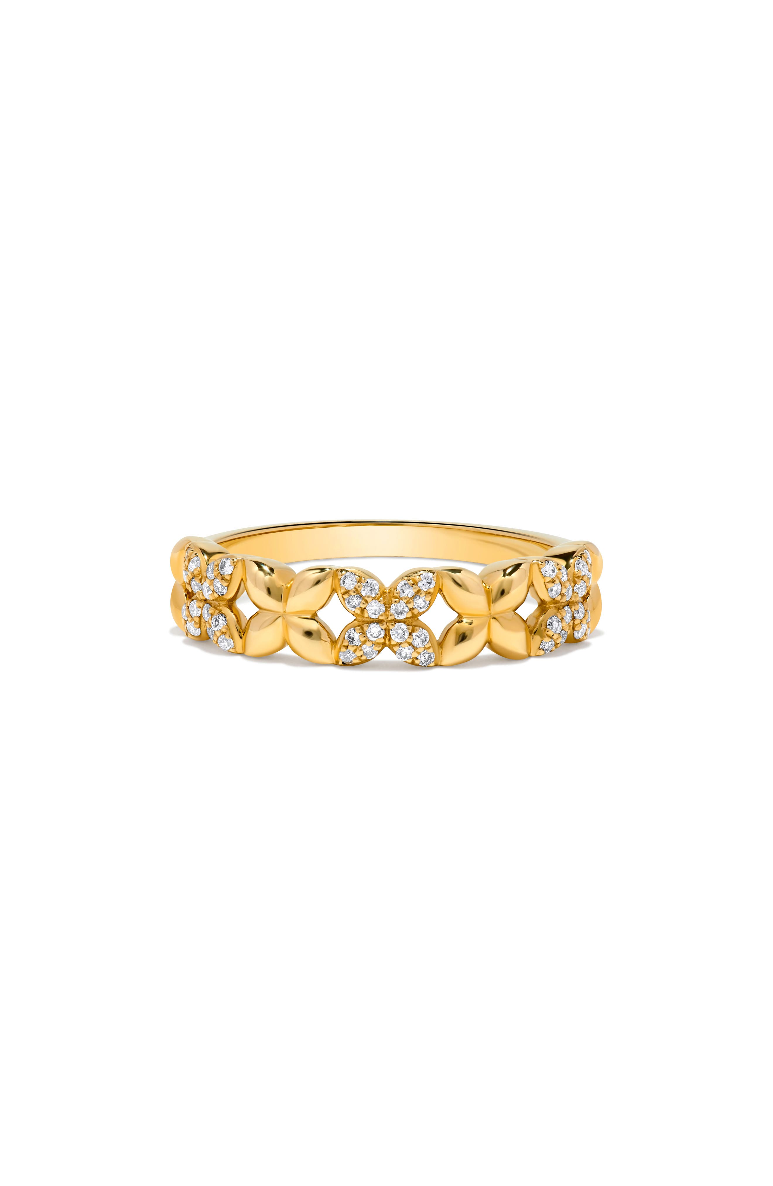 H.J. Namdar 14K Yellow Gold Diamond Floral Band Ring