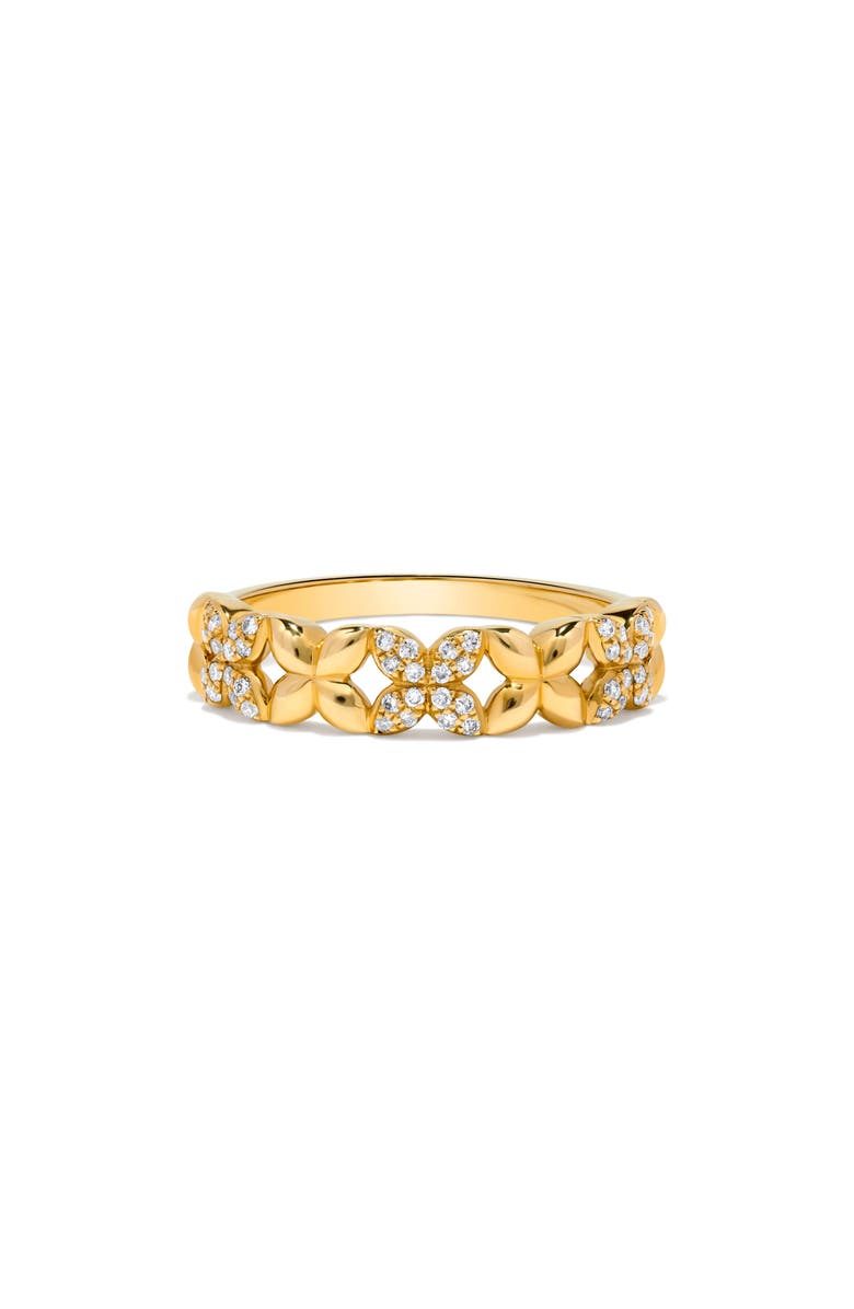 H.J. Namdar 14K Yellow Gold Diamond Floral Band Ring, Main, color, Yellow Gold