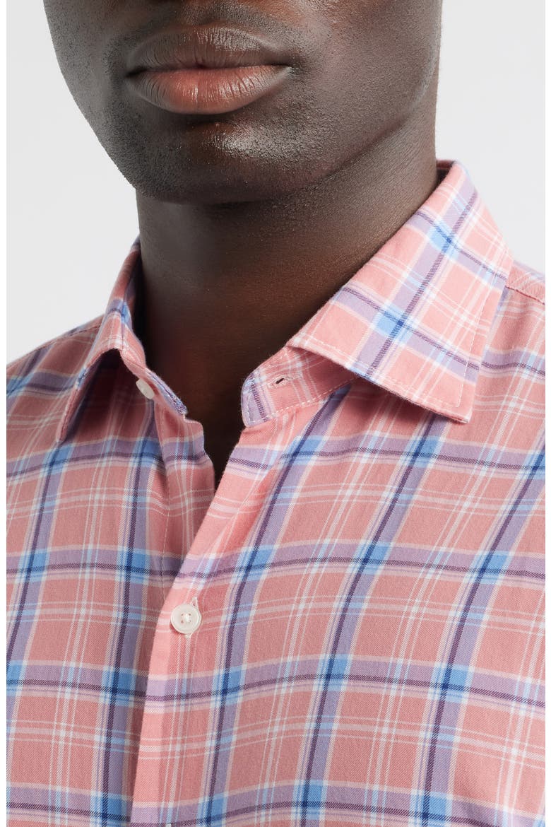 Triton Plaid Cotton & Lyocell Button-Up Shirt, Alternate, color, VENETIAN PINK