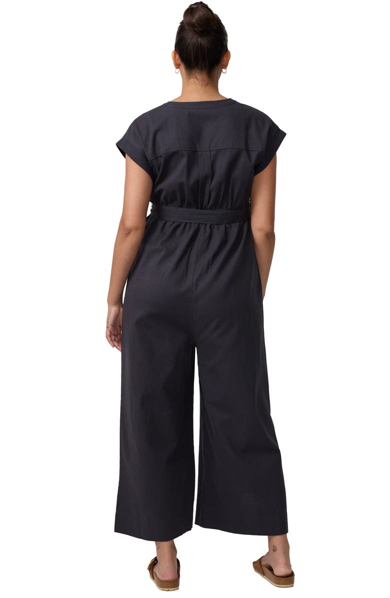Ingrid & Isabel Arlo Maternity Black Woven Jumpsuit, Alternate, color, Black