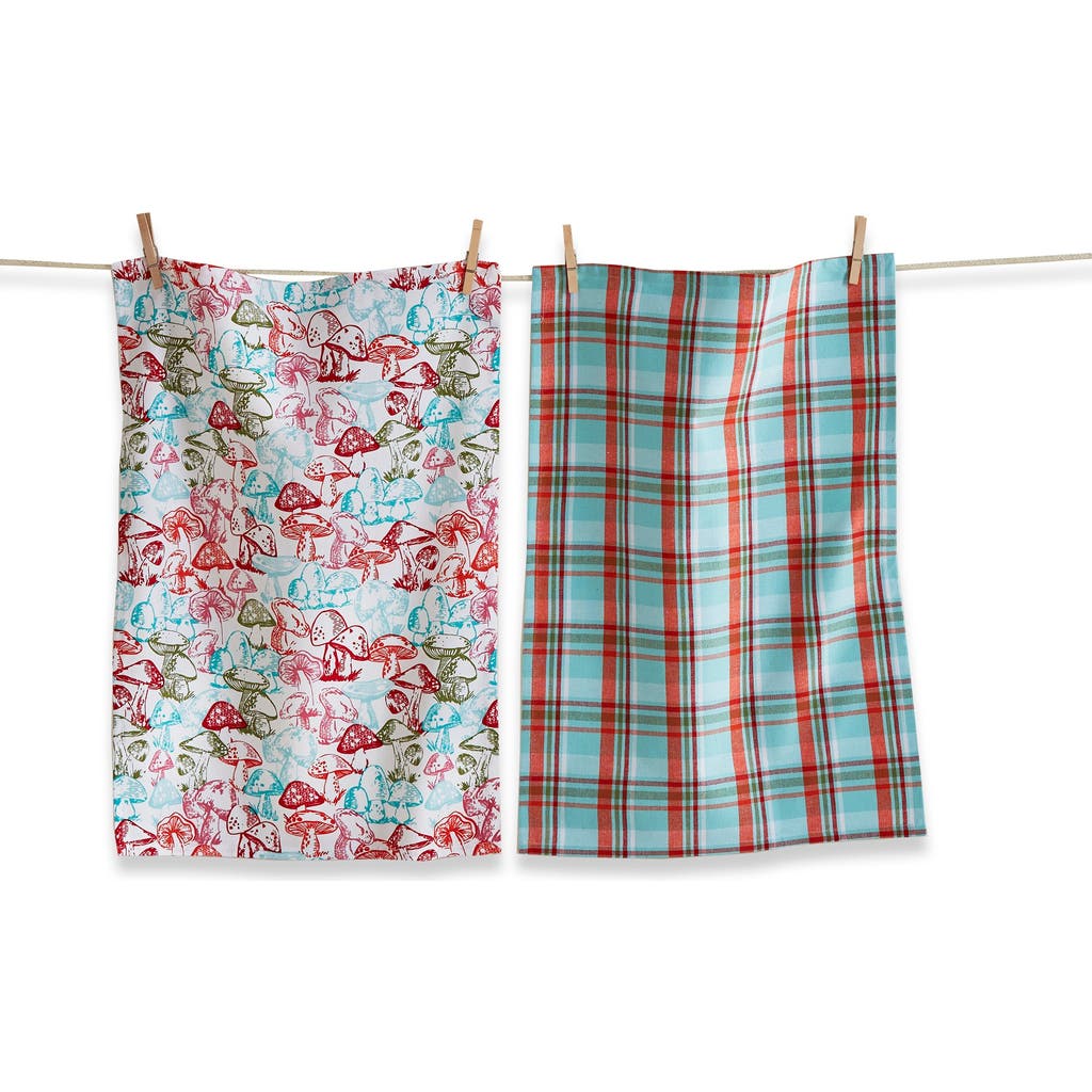 Tag Woodcut Mushroom Dishtowel Set In Multi
