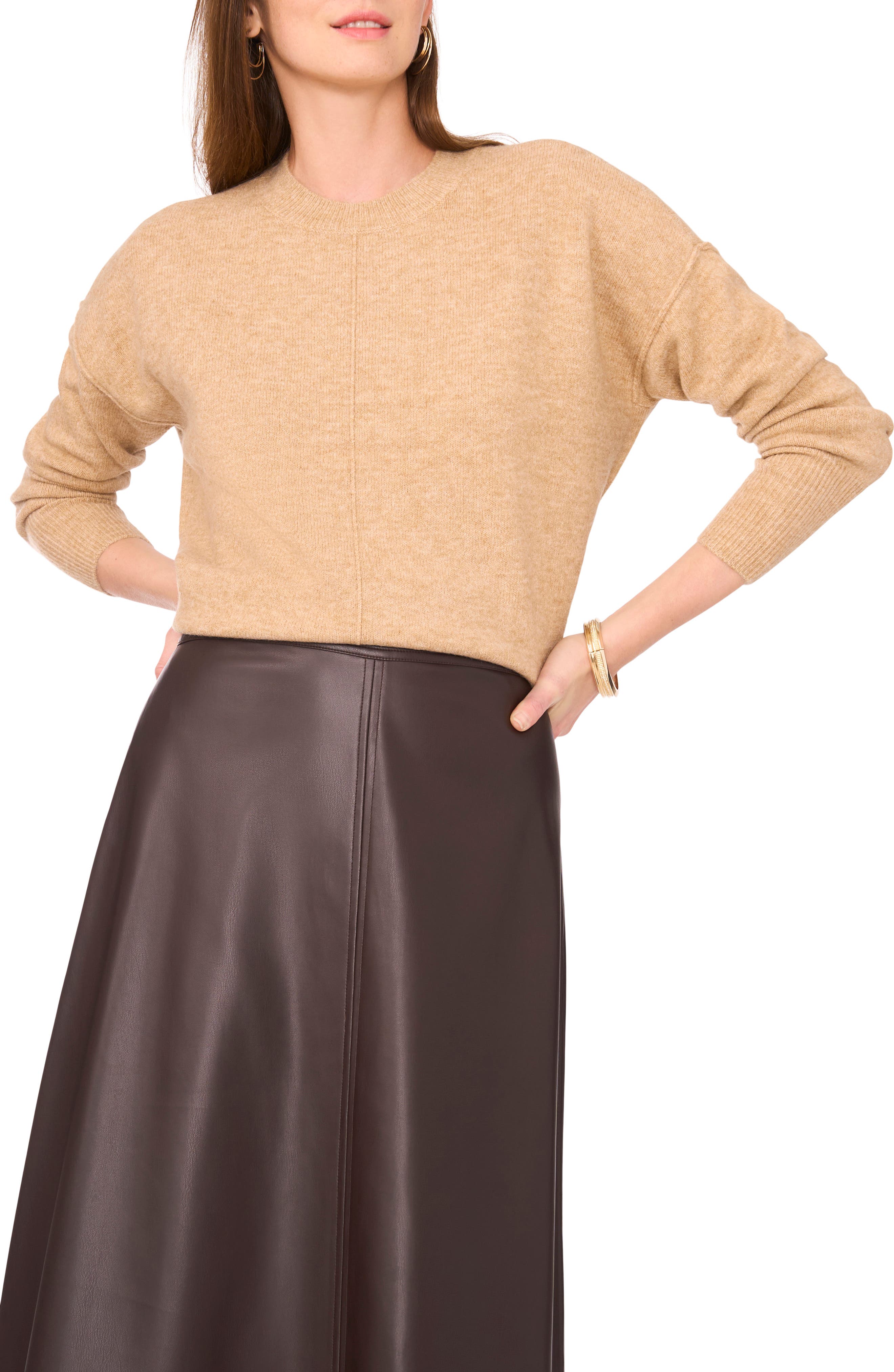 Vince Camuto Exposed Seam Crewneck Sweater