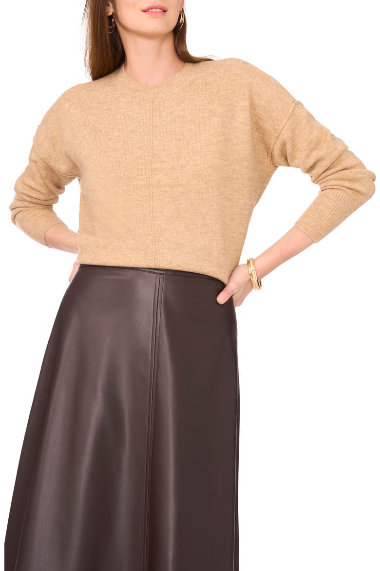 Exposed Seam Crewneck Sweater, Main, color, LATTE HTHR