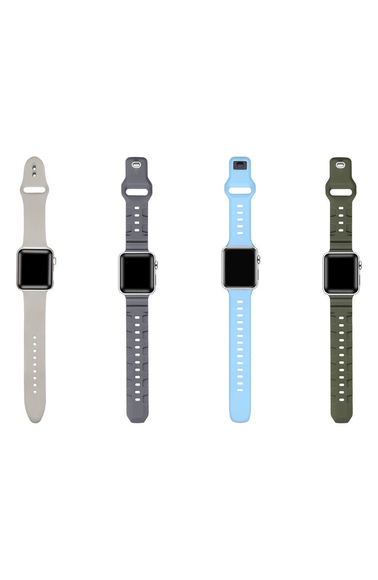 The Posh Tech Assorted 4-Pack Silicone Apple Watch<sup>®</sup> Watchbands, Alternate, color, Assorted