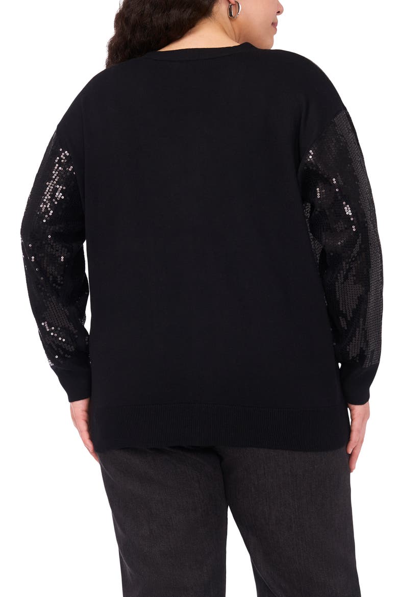 Sequin Mixed Media Cardigan, Alternate, color, RICH BLACK