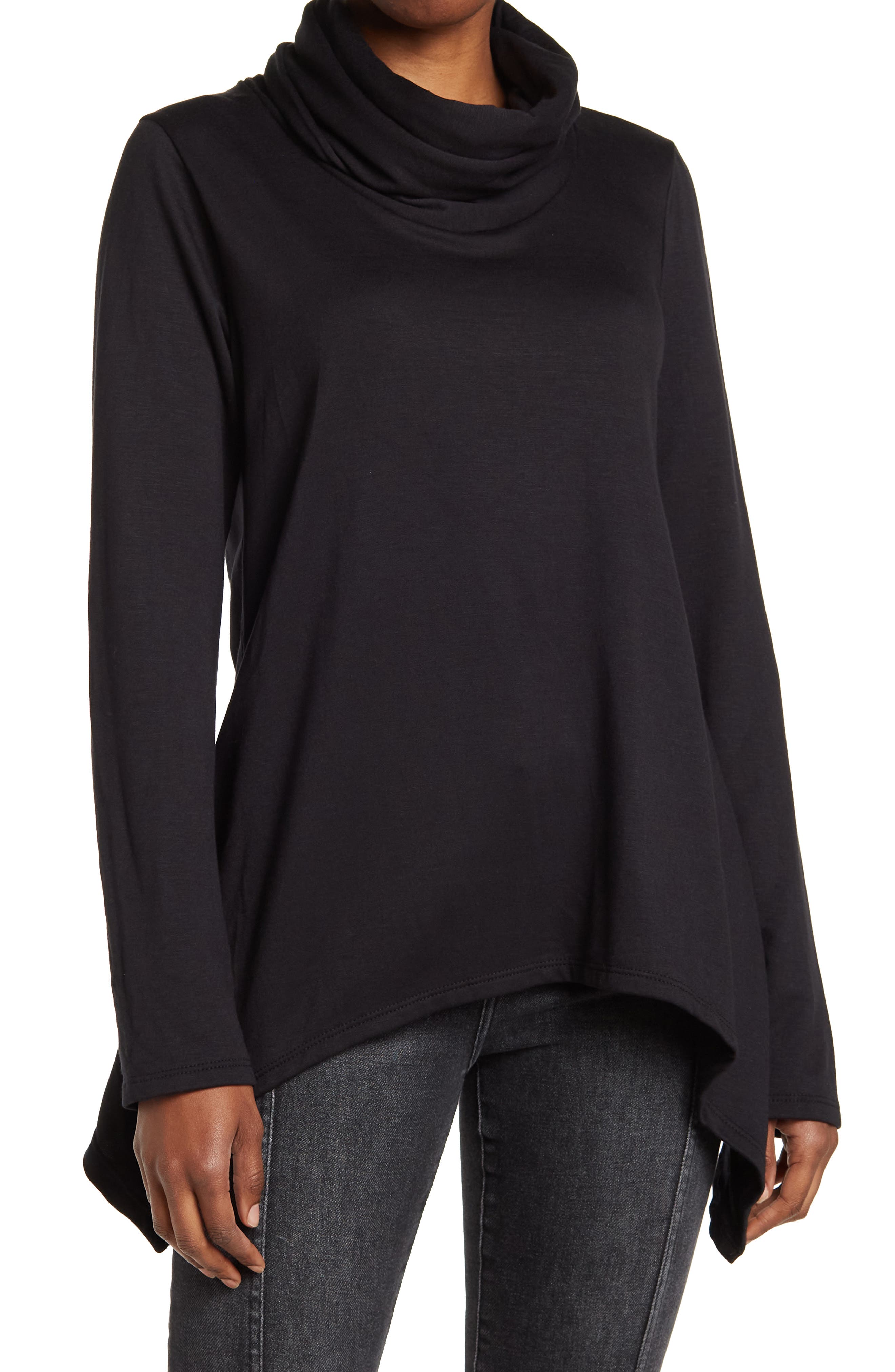 Swing Hem Cowl Neck Sweater