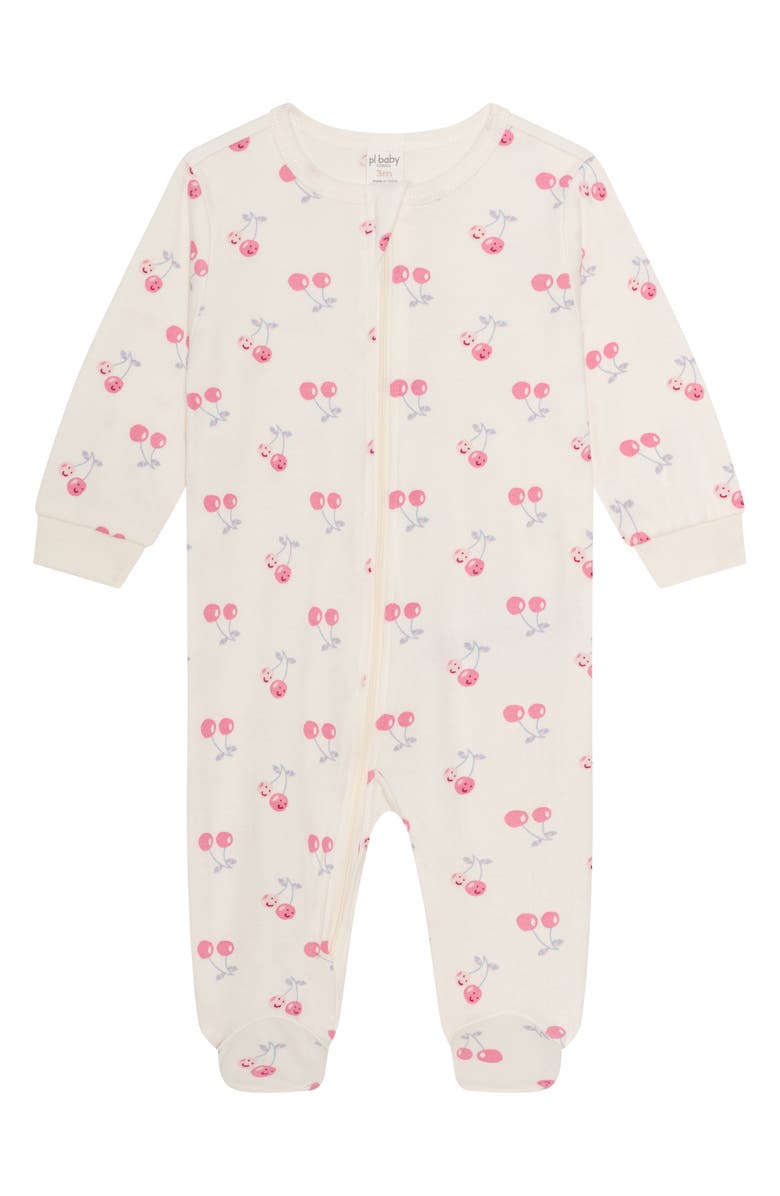 PL Baby by Petit Lem 2-Pack Assorted Zip Footies, Alternate, color, Cherries