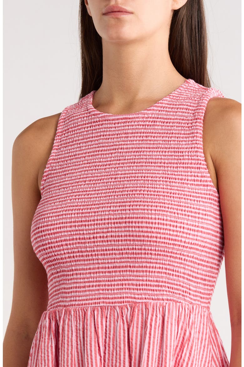 Darcy Stripe Smocked Seersucker Midi Dress, Alternate, color, PINK STRIPE