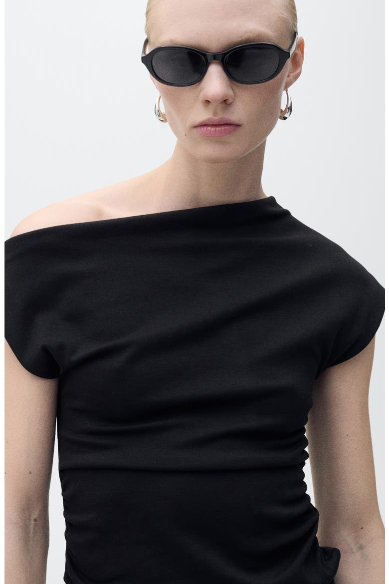 Asymmetric Neck Top, Alternate, color, BLACK