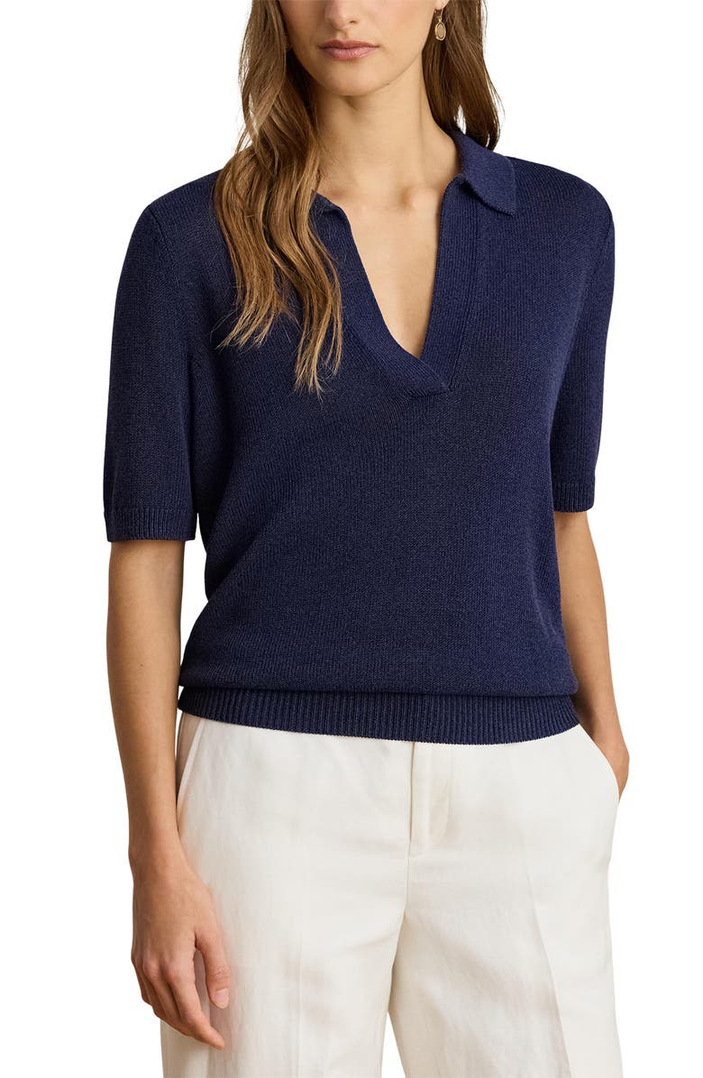 Lauren Ralph Lauren Radnor Polo Sweater, Main, color, Refined Navy Blue