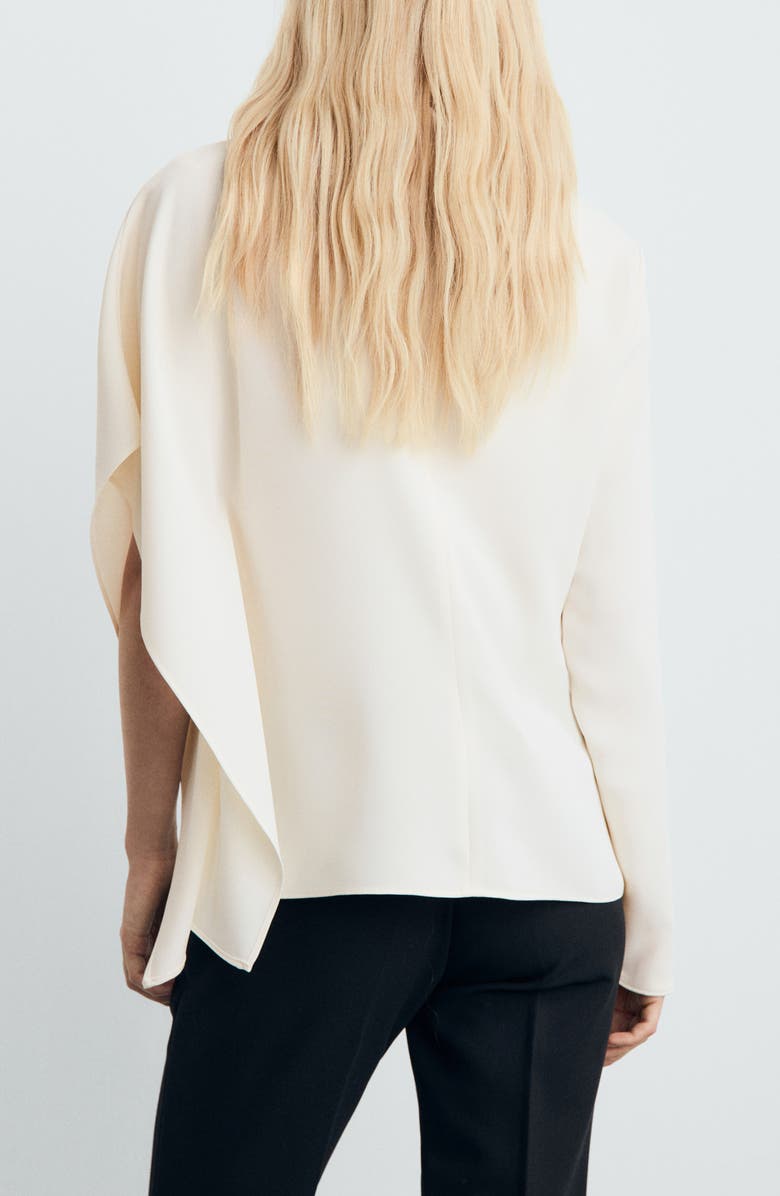 MANGO Asymmetric High Neck Top, Alternate, color, Off White