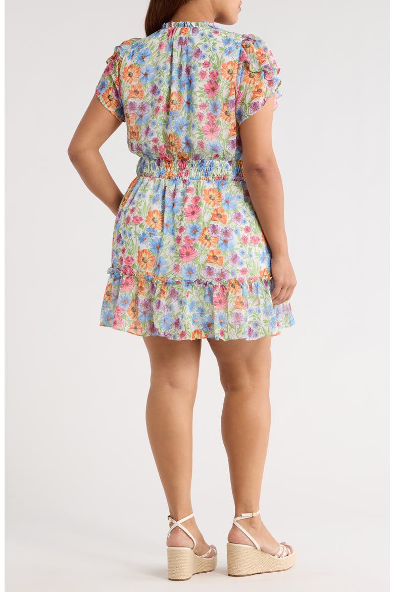 Ezia Garden Bumble Ruffle Dress, Alternate, color, BLUE/ PINK/ YELLOW