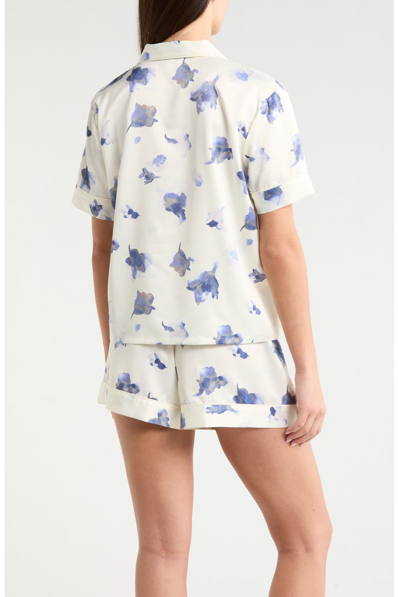Satin Short Pajamas, Alternate, color, PURPLE WATERCOLOR BLOSSOM