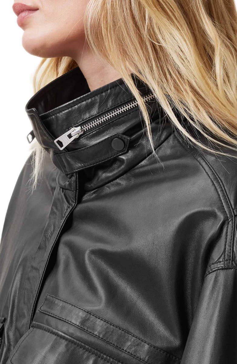 AllSaints Clay Leather Jacket, Alternate, color, Black