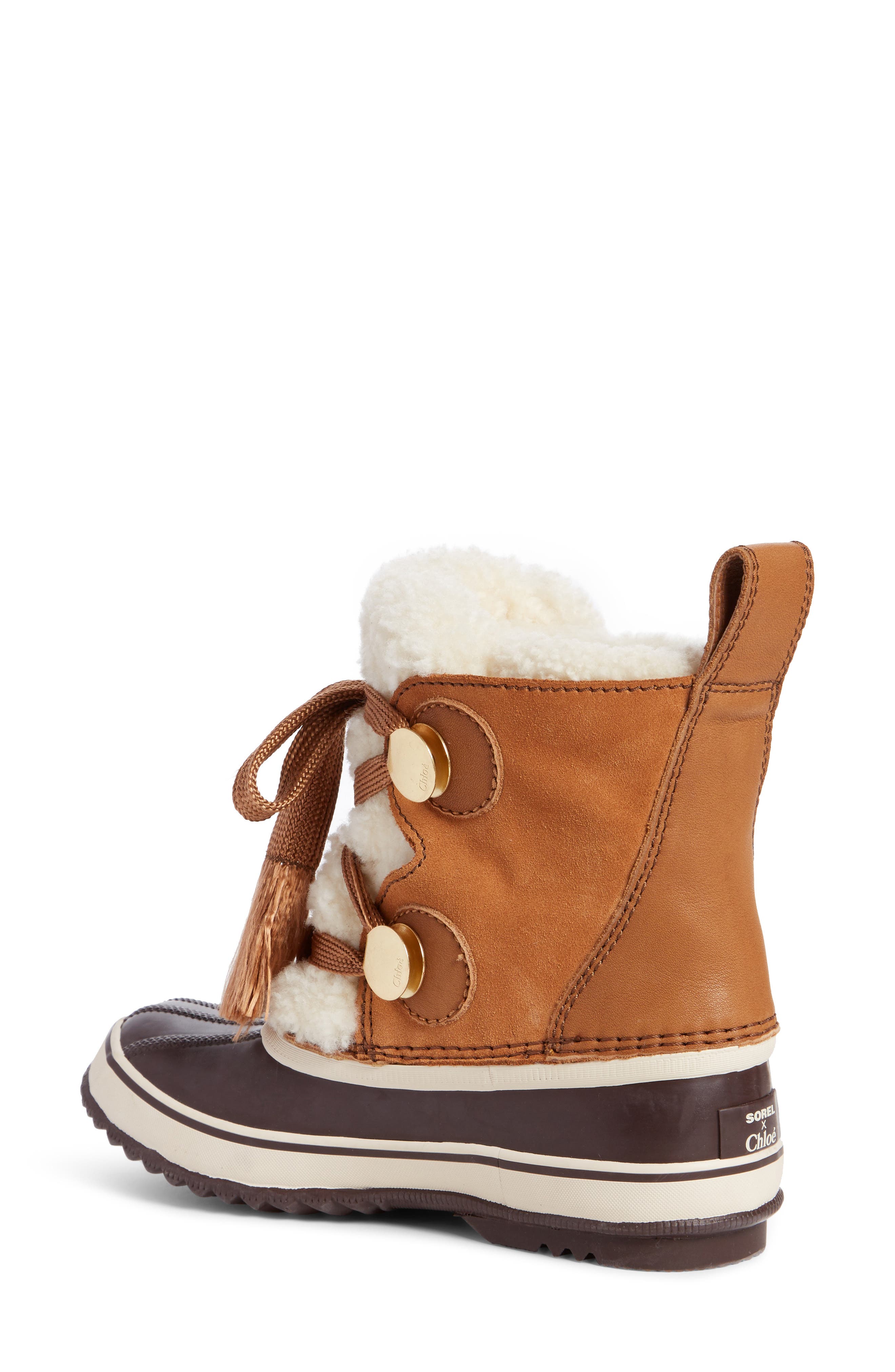 Chloé SOREL x Chloé Genuine Shearling Trim Waterproof Boot, Alternate, color, 