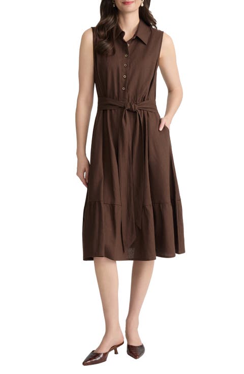 Tie Waist Sleeveless Midi Dress (Petite)