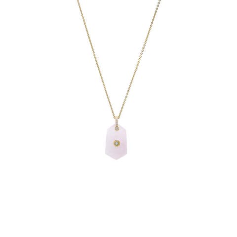 CZ Bezel Unique Shape Natural Stone Necklace