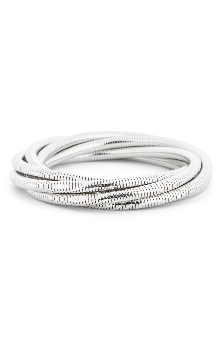 NORDSTROM RACK Omega Stacked Twist Bracelet, Main, color, Silver