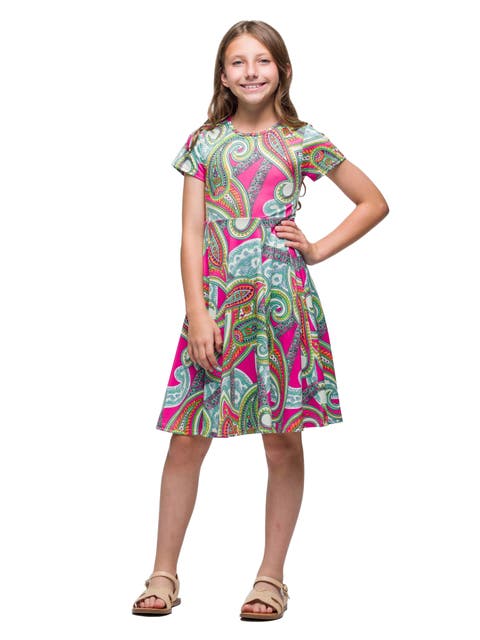 Pink Paisley Short Sleeve Dress