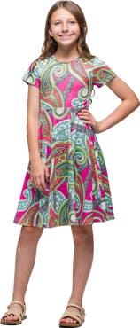 24sevenKid Pink Paisley Short Sleeve Dress
