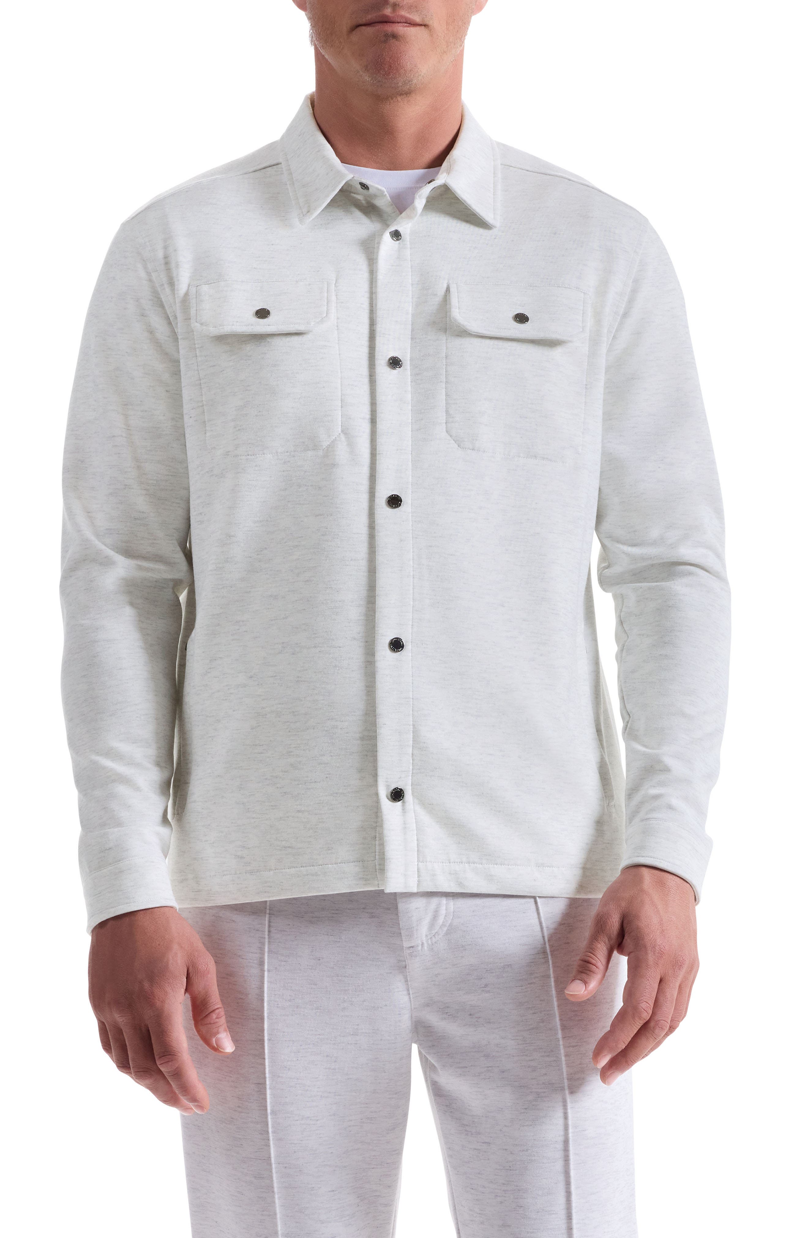 Heathered Kint Snap-Up Shirt Jacket - image 5