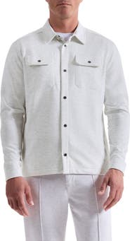 Bugatchi Heathered Kint Snap-Up Shirt Jacket