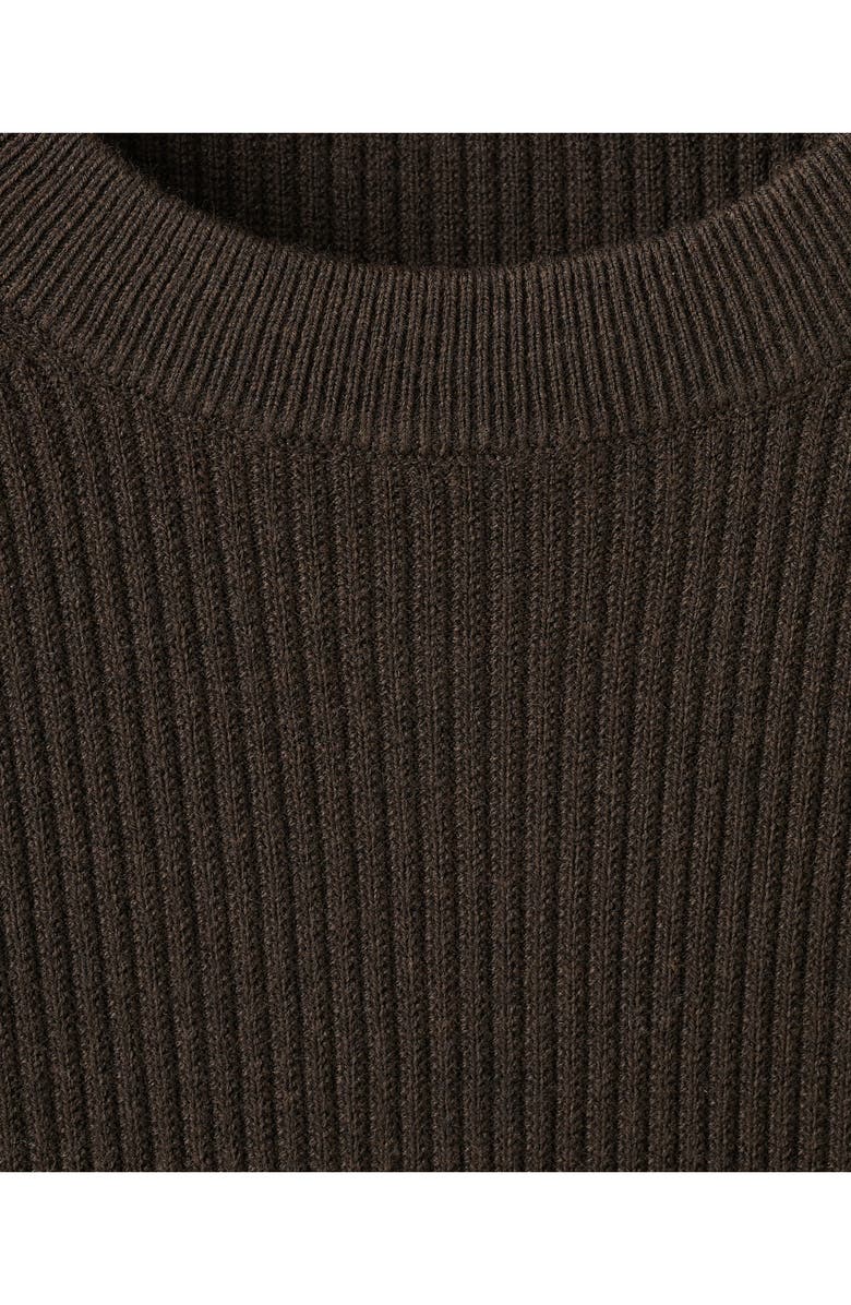 MANGO Fine Rib Cotton Blend Sweater, Alternate, color, Chocolate